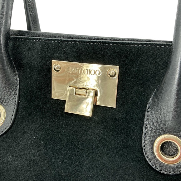 Jimmy Choo Riley Tote – Black Suede with Leather Handles - Picture 8 of 10